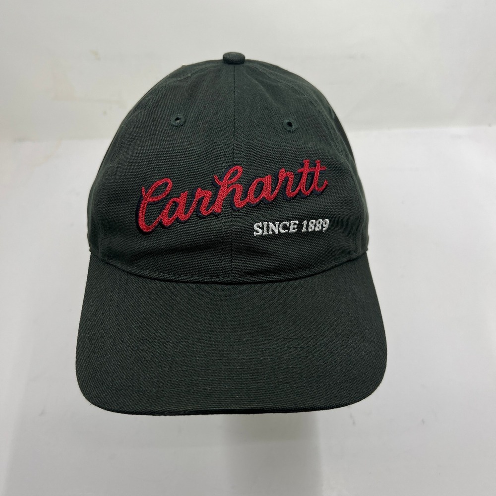 Carhartt Work Cap Men's OSFA Green Adjustable Script Logo Canvas Hat Vintage NWT
